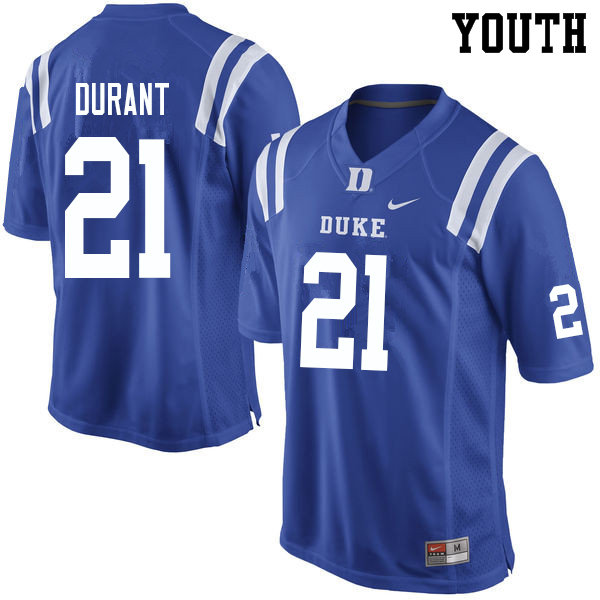 Youth #21 Mataeo Durant Duke Blue Devils College Football Jerseys Sale-Blue